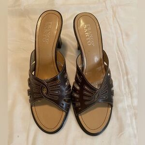 Franco Sarto Women’s Brown Leather Slide Comfort Sandals Sz 8